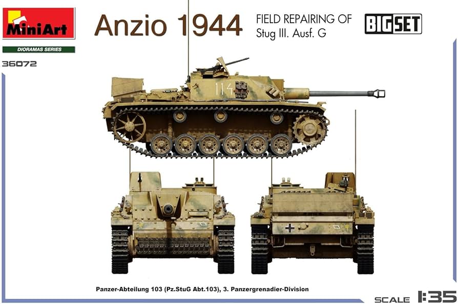 Amazon | ミニアート 1/35 アンツィオ1944 III号突撃砲 G型 現場補修